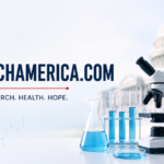 ResearchAmerica.com medical research advocacy with microscope and healthcare symbols