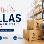 Dallas General Wholesale warehouse with boxes and shopping cart