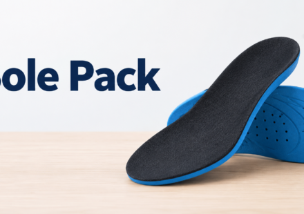 A pair of cushioned insoles representing a Sole Pack guide