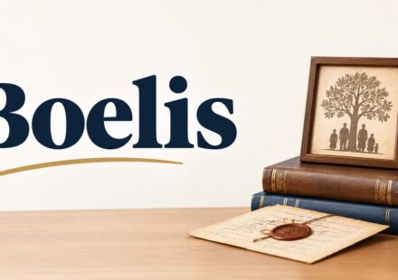 Vintage books, a family tree, and an old document representing the Boelis surname and its history.