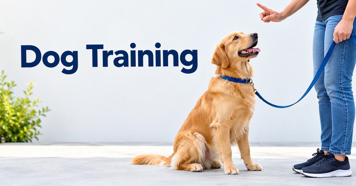 Dog sitting attentively during a professional training session