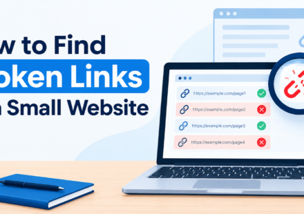 How to find broken links on a small website using a laptop and SEO link checker.