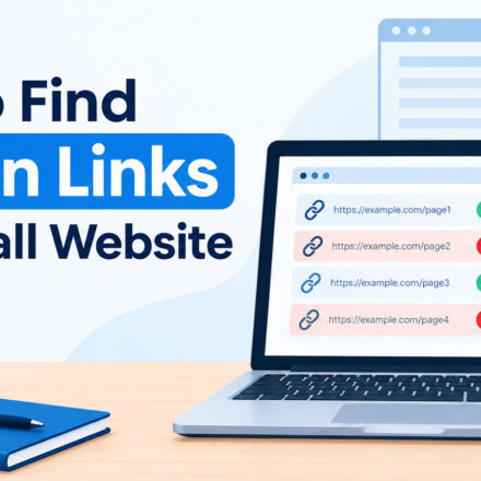 How to find broken links on a small website using a laptop and SEO link checker.